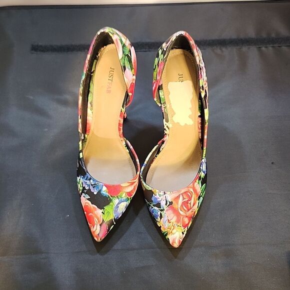 JUSTFAB FLORAL MULTI D'ORSAY HIGH HEEL PUMPS S2 - Picture 2 of 16